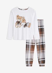 Pyjama aus reiner Baumwolle (2-tlg. Set), wei&szlig;, Gr&ouml;&szlig;e 176/182, mit Baumwolle, bonprix