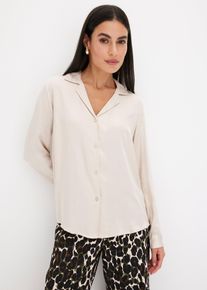 Bluse aus feinem Satin, beige, Gr&ouml;&szlig;e 46, Satin, bonprix