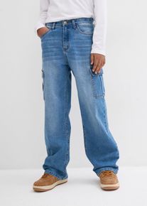 Loose-Fit-Stretch-Jeans mitverstellbarem Bund Straight, blau, Gr&ouml;&szlig;e 170, mit Baumwolle, bonprix