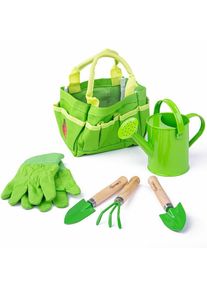 Bigjigs Toys Z&aacute;hradn&yacute; set n&aacute;radia v pl&aacute;tennej ta&scaron;ke, zelen&aacute;