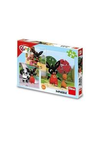 DinoToys Dino Puzzle 3v1 Zajačik Bing/Bing sa hr&aacute; 3x55dielikov v krabici 27x19x4cm.