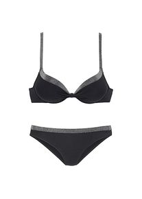 JETTE Push-Up-Bikini mit glitzernden Eins&auml;tzen schwarz, Gr&ouml;&szlig;e 38