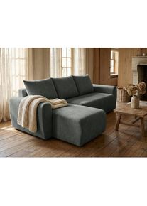 Home Affaire Ecksofa &raquo;Nortrud-Uni, 241 cm, L-Form, mit Schlaffunktion u. Bettkasten&laquo; Recamiere rechts / links montierbar, Feinstruktur-Bezug