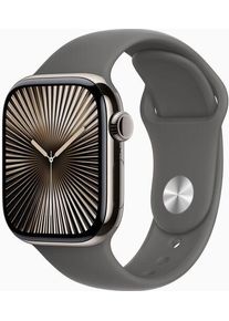 Apple Watch Series 10 Titan 42 mm (2024) | GPS + Cellular | naturlig | Sportband S/M | granitgr&aring;