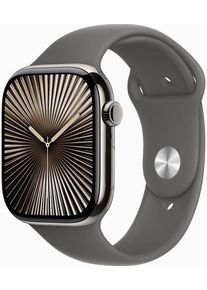 Apple Watch Series 10 Titan 46 mm (2024) | GPS + Cellular | naturlig | Sportband M/L | granitgr&aring;