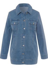 Dames Jeansjack in lang model blue-bleached Maat 38