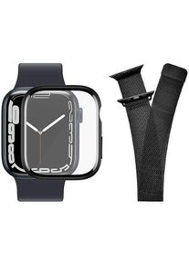 Rostfritt st&aring;l smartwatch armband & sk&auml;rmskydd | PanzerGlass&trade; | Apple Watch 7/8/9 | 38/40/41 mm | svart