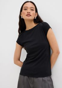 bonprix Prążkowany top z miękkiej mieszanki modalu, czarny, 48/50