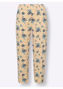 Damen Capri-Schlafanzug mit Bl&uuml;ten-Druck in apricot-bedruckt ,Gr&ouml;&szlig;e 36/38, WITT, 100% Baumwolle
