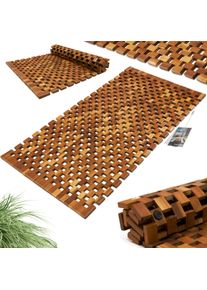 Casaria Tapete de banho de madeira 80x50cm Madeira de ac&aacute;cia certificada FSC Tampa de borracha