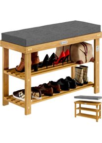 Casaria Schuhbank FSC -zertifiziertes Akazienholz 70x33x48cm