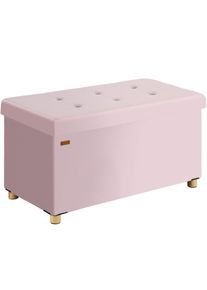 Casaria Składana r&oacute;żowa aksamitna ławka 76x38x42 cm z miejscem do przechowywania
