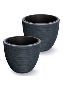 Casaria Bloempot groeven Set van 2 Antraciet kunststof 40x32cm