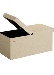 Casaria Opbergbank Beige 76x38x38cm met opbergvak opvouwbaar