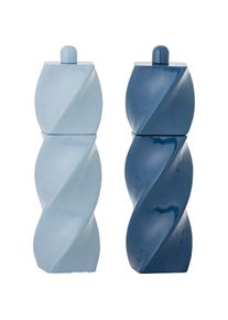 Bloomingville - Riley Salt & Pepper Mill - Blue - Rubberwood, Pfefferm&uuml;hle + Salzm&uuml;hle, Blau