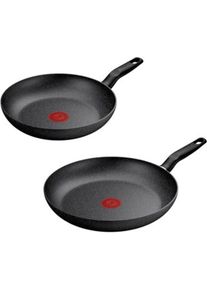 Tefal Pfanne DARK ESSENTIAL Schwarz Aluminium &Oslash; 24 cm &Oslash; 28 cm 2 St&uuml;cke (2 St&uuml;ck), Pfanne + Kochtopf, Schwarz