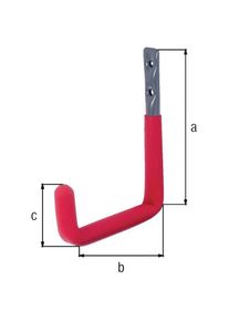 GAH, Kleiderhaken + Wandgarderobe, Wandhaken U-Form Rotgummi Ausladung 153 mm Stahl roh verzinkt H&ouml;he 215 mm &Oslash; 18 mm