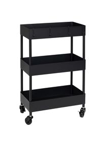 PBJ Servierwagen, Schwarz, Metall, Kunststoff, Rollen, 40x64x22 cm, Esszimmer, Barm&ouml;bel, Barwagen