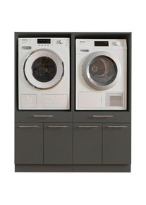 Hauswirtschaftsraum, Anthrazit, Holzwerkstoff, 2 Schublade(n) Schubladen, 135x162x67.5 cm, Waschk&uuml;che, Hauswirtschaftsraum