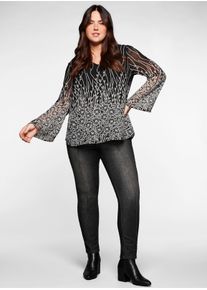 sheego by Joe Browns Damen Tunika aus Chiffon, mit Untershirt in schwarz bedruckt ,Gr&ouml;&szlig;e 40, Witt, 100% Polyester