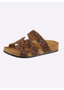 Waldl&auml;ufer Dames Slipper in luipaarddessin in bruin gedessineerd ,maat 36, Witt, 100% Su&egrave;de