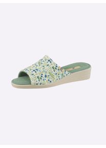 Dames Slipper met bloemenprint in bleu geprint ,maat 38, WITT, 100% Katoen