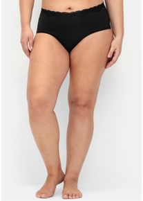 sheego Damen Slip mit Spitzenkante, im Doppelpack in schwarz + schwarz ,Gr&ouml;&szlig;e 52/54, Witt, 95% Baumwolle, 5% Elasthan