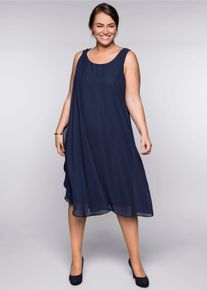 sheego Damen Chiffonkleid in A-Linie, &auml;rmellos in marine ,Gr&ouml;&szlig;e 40, Witt, 100% Polyester