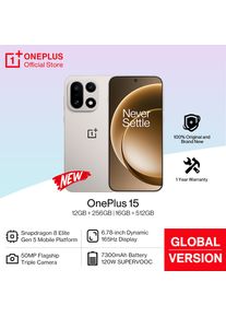 OnePlus 15 Global Version CPH2749 Smartphone Snapdragon 8 Elite Gen 5 165Hz Display 7300mAh Battery 120W SUPERVOOC Charge