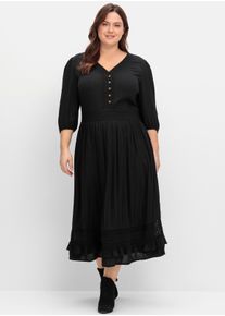 sheego by Joe Browns Damen Maxikleid mit Spitzen-Details in schwarz ,Gr&ouml;&szlig;e 42, Witt, 100% Viskose. Spitze: 100% Baumwolle