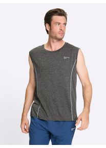 Heren Mouwloos shirt van ademend materiaal in grijs gem&ecirc;leerd ,maat 48/50, Witt, 90% Polyester, 10% Elastan