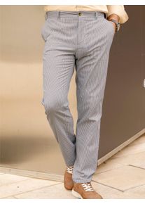 Marco Donati Heren Broek van seersucker in sesam gestreept ,maat 48, Witt, 98% Katoen, 2% Elastan