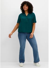 sheego Damen Tunika mit offenem Hemdkragen in petrol ,Gr&ouml;&szlig;e 50, Witt, 89% Viskose, 11% Polyamid