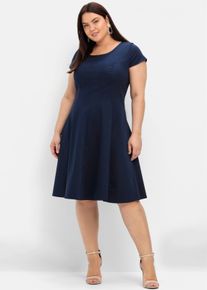 sheego Damen Cocktailkleid in Bahnenform in marine ,Gr&ouml;&szlig;e 46, Witt, 97% Baumwolle, 3% Elasthan