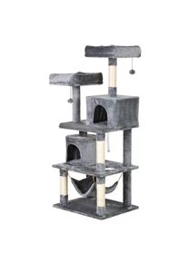 PawHut 145cm Mult-level Cat Tree Kittiy Condo Activity Center with Hammock & Toys, Grey | Aosom Ireland
