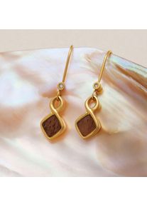 Holzkern Earrings Femme or et noyer