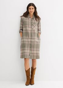 bonprix Hemdblusenkleid aus reiner Baumwolle, gr&uuml;n, 100% Baumwolle