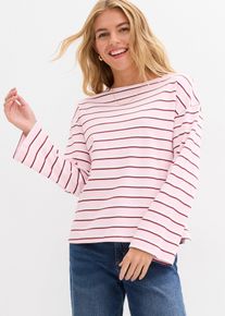 bonprix Női Hossz&uacute; ujj&uacute; p&oacute;l&oacute; tiszta bio-pamutb&oacute;l, feh&eacute;r, 44/46