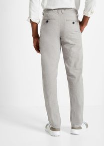 bonprix Pantaloni chino cu șiret &icirc;n talie, din in, Regular Fit, Straight, gri, 58