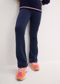 bonprix Poszerzane spodnie z dżerseju ze szczotkowaną spodnią stroną, niebieski, 128/134