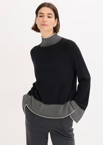 bonprix Sweter ze st&oacute;jką, z kaszmirem, czarny, 44/46