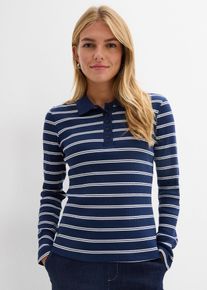 bonprix Prążkowana koszulka polo, niebieski, 48/50