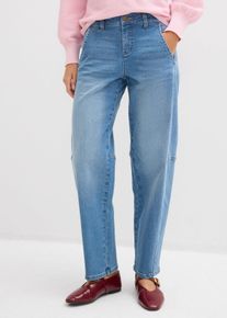 bonprix Femei Blugi barrel Mid Waist, albastru, 46