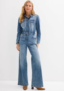 bonprix Jeans-Overall, blau, Gr.38, Jeans Overall mit weitem Bein, 98% Baumwolle (organic)