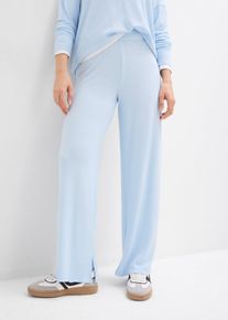 bonprix Femei Pantaloni din jerse cu aspect tricotat, albastru, 48/50