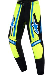 Alpinestars Supertech Nomur, stoffen broek jeugd , kleur: Zwart/Blauw/Neon-Geel , maat: 22