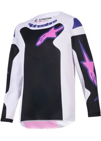 Alpinestars Fluid Grid, jersey juvenil , color: Negro/Gris Claro/Lila/Fucsia , tama&ntilde;o: L