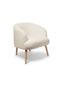 Tchibo - Fotel z tkaniny boucl&eacute; z drewnianymi nogami - kolor: biały