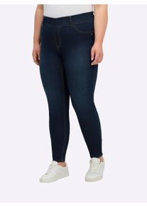 sheego Dames Comfortjeans met smalle pijpen in blue used ,maat 40, Witt, 74% Katoen, 22% Polyester, 3% Viscose, 1% Elastan