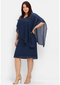 sheego Damen Cocktailkleid aus Chiffon in marine ,Gr&ouml;&szlig;e 50, Witt, 100% Polyester